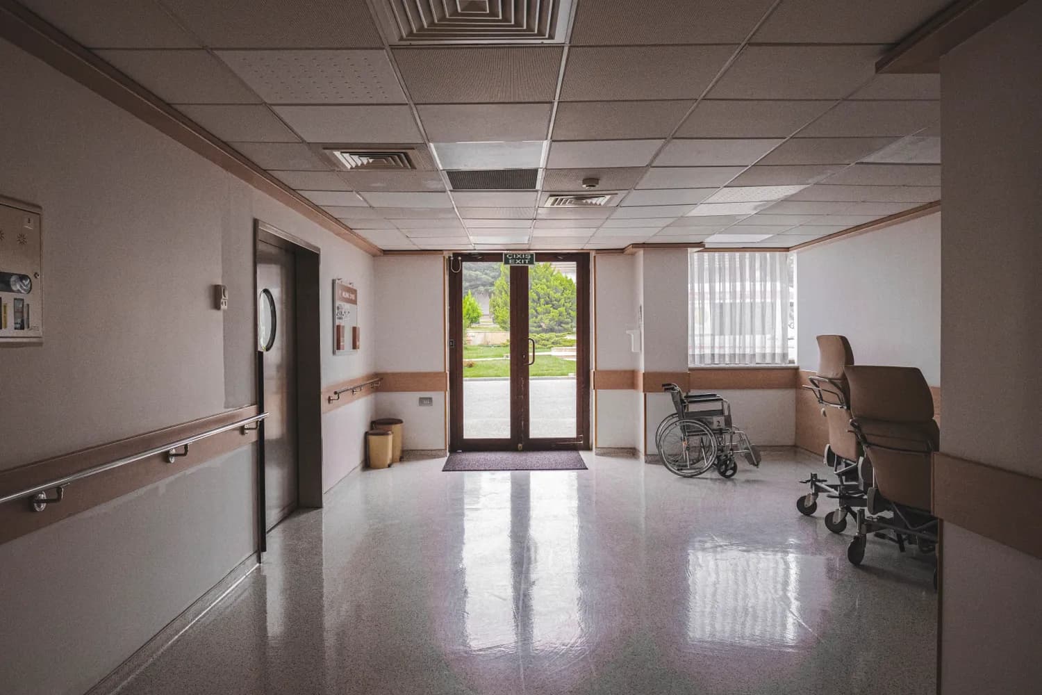 An accessible, barrier-free hospital corridor