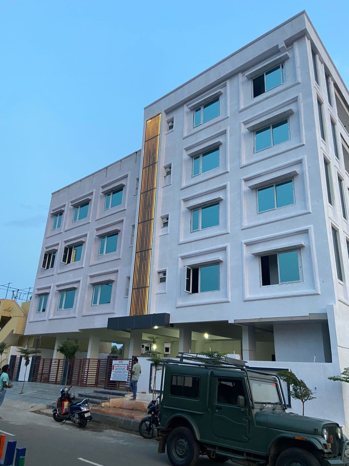 Aarogya building street elevation with timber feature